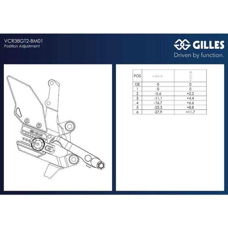 Gilles VCR38GT2-BM01-B Gilles VCR38GT verstelbare rem- schakelset voor de S100XR 2020- Rem en schakel set Gilles VCR38GT verstelbare rem- schakelset voor de S100XR 2020-